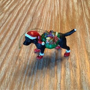 Festive Dog Ornament with Santa Hat